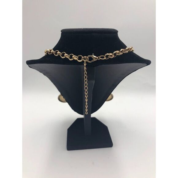 Statement Necklace Elegant Bling Gold Tone and Crystal Women’s Wedding Dinner - Picture 6 of 9